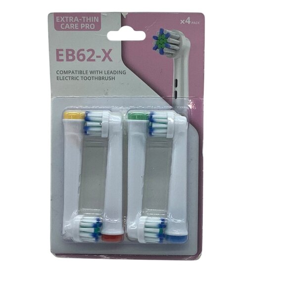 EB62-X Extra-Thin Care Pro Electric Toothbrush Replacement Heads 4-Pack NEW - Picture 1 of 5